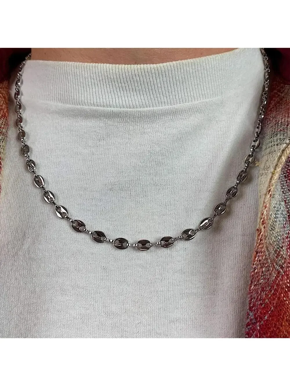 Coffee Bean Stainless Steel Silver Necklace. High quality won’t rust! Item is